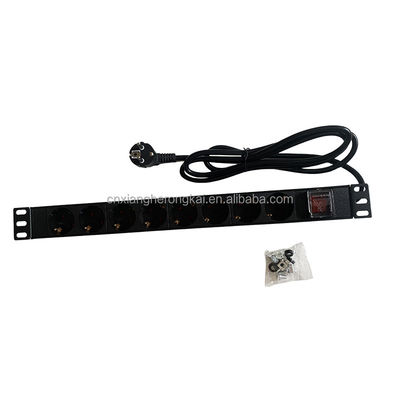 Europese standaard PDU 8 Sockets 1U Power Distribution Unit met aan-uit schakelaar