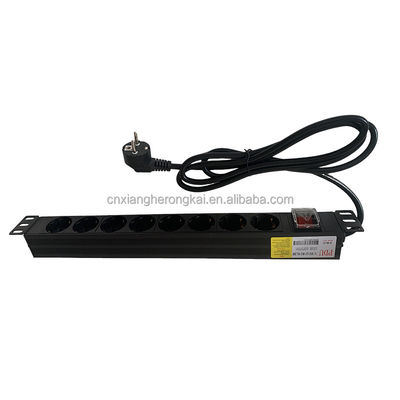 Europese standaard PDU 8 Sockets 1U Power Distribution Unit met aan-uit schakelaar
