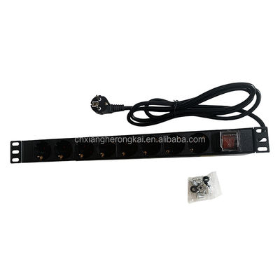 Europese standaard PDU 8 Sockets 1U Power Distribution Unit met aan-uit schakelaar