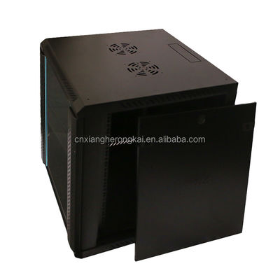 Custom 19 inch Black Network Rack Cabinet met glazen deur metalen behuizing OEM Server